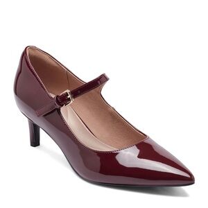 TOTAL MOTION CHASE CLASSIC MARY-JANE DRESS PUMPS in dark red patent leather